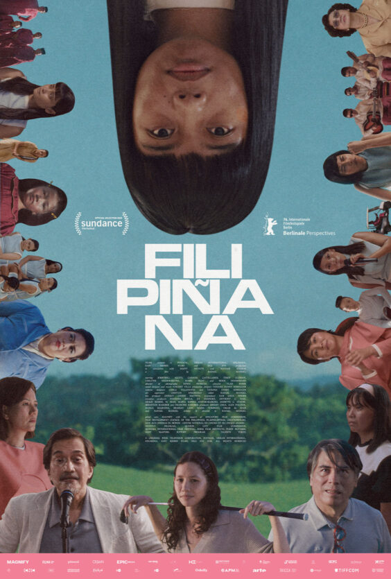 Filipinana Plakat som viser mange personer i ulike positurer