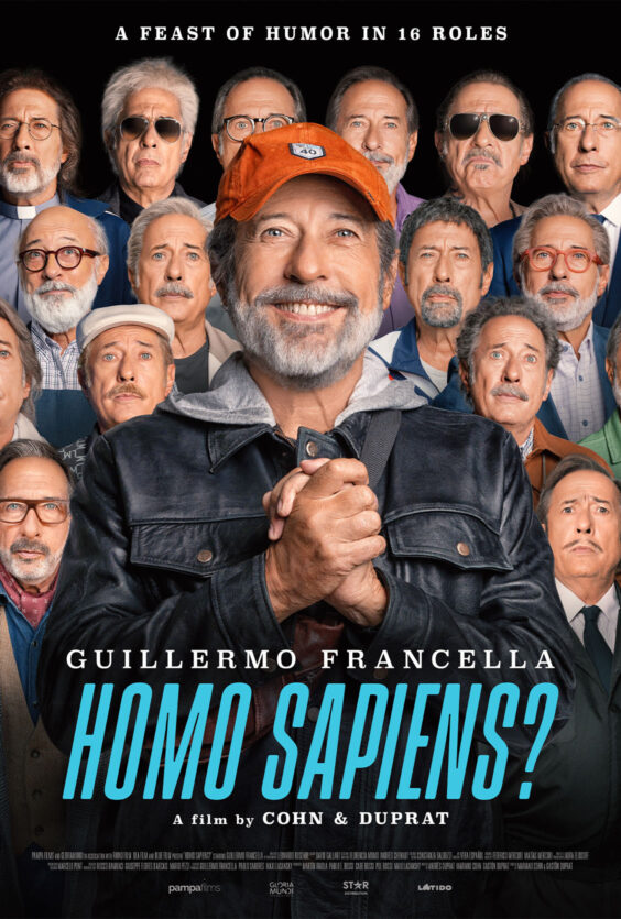 Homo Sapiens Filmplakat med mange menn med bart og skjegg