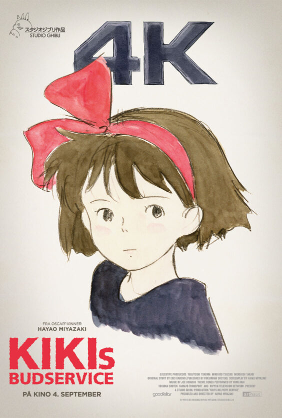 Kikis budservice Plakat med tegning av jente med rod sloyfe