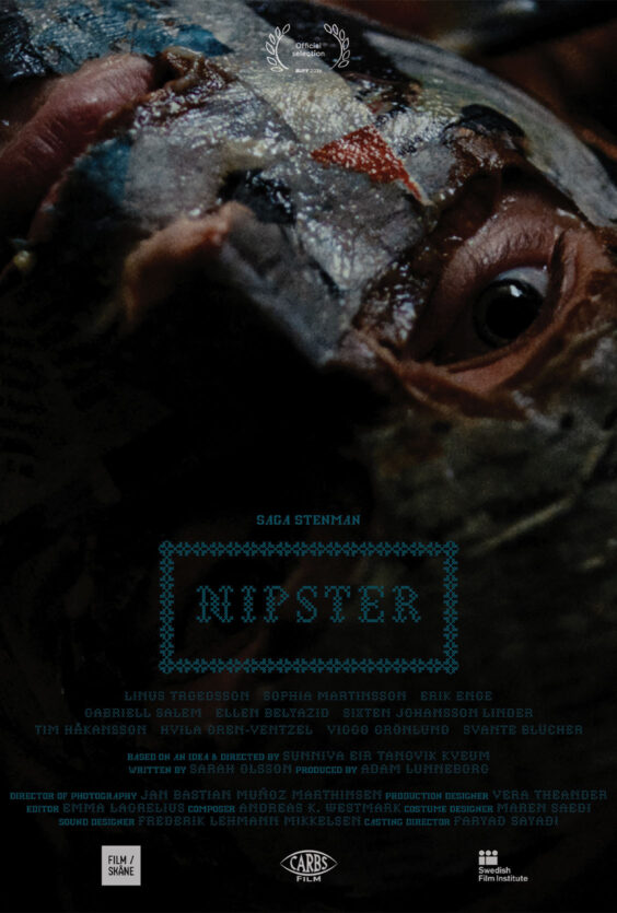 Nipster Nærbilde av et menneske med et lappete stoff eller maske over ansiktet Ett øye er synlig gjennom en åpning i stoffet