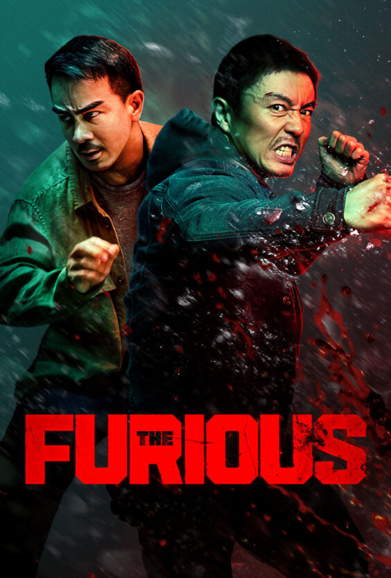 The Furious Plakat som viser to personer i kampposisjon Blod spruter ut fra hoyre side av bildet